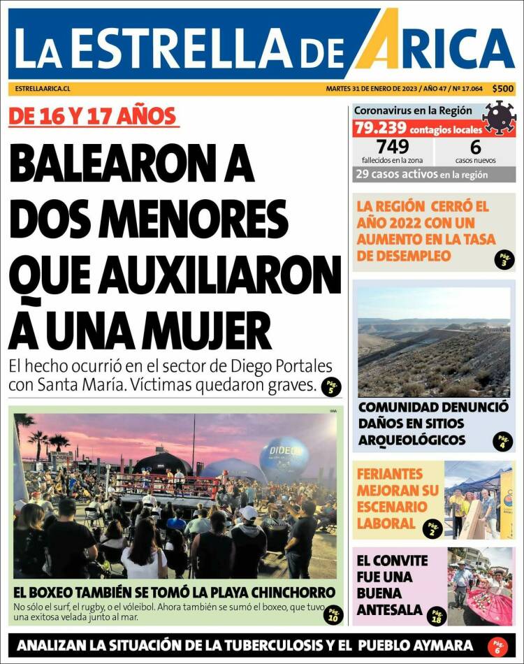 Portada de La Estrella de Arica (Chile)