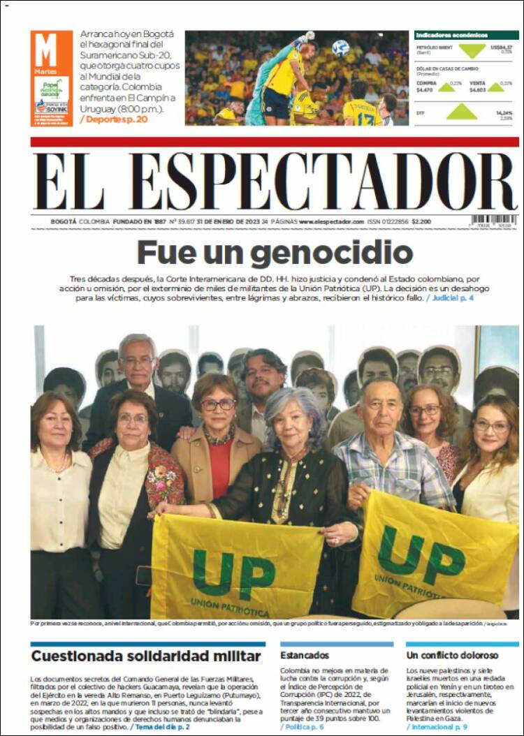 Portada de El Espectador (Colombia)