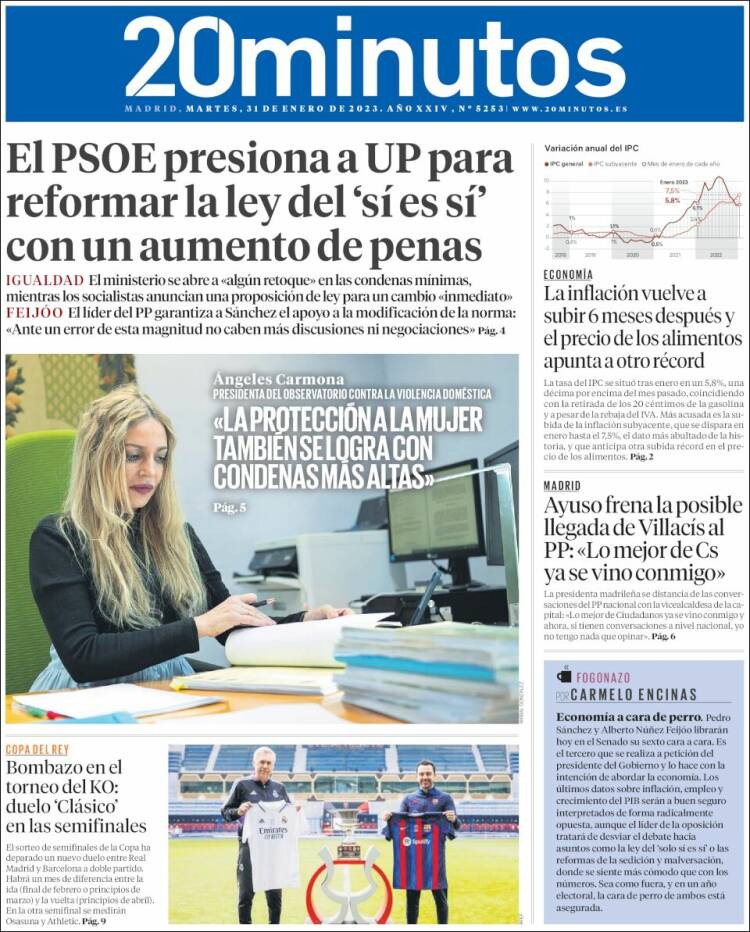 Portada de 20 Minutos - Madrid (Espa&ntilde;a)