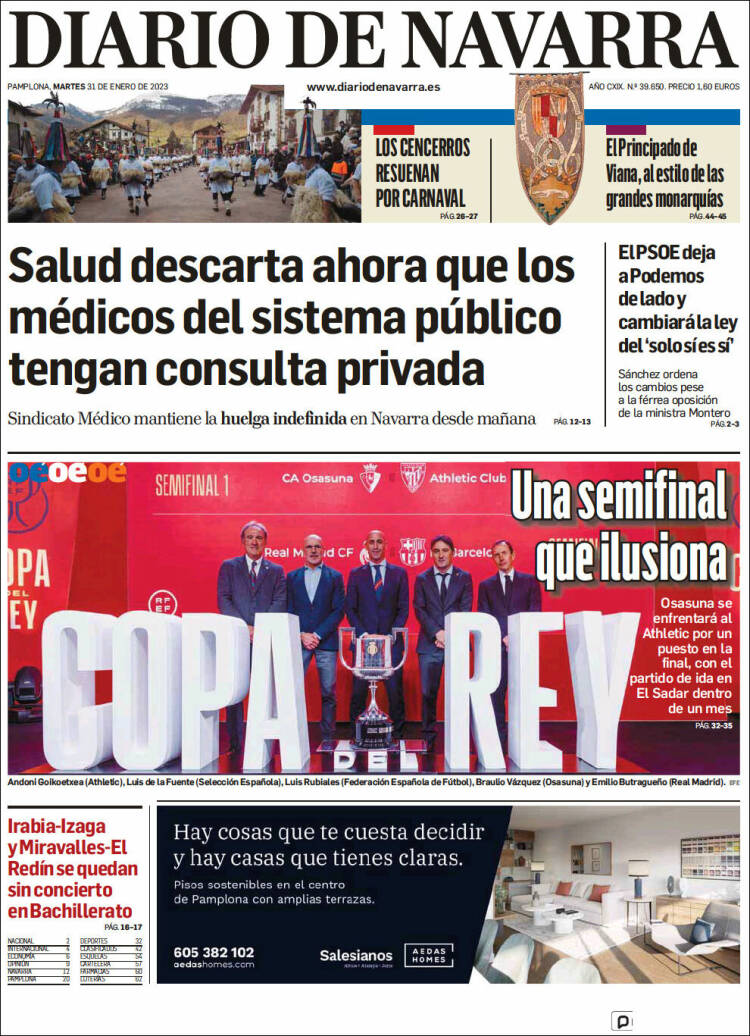 Portada de Diario de Navarra (Espa&ntilde;a)