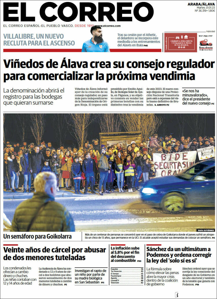 Portada de El Correo - Álava (Espa&ntilde;a)