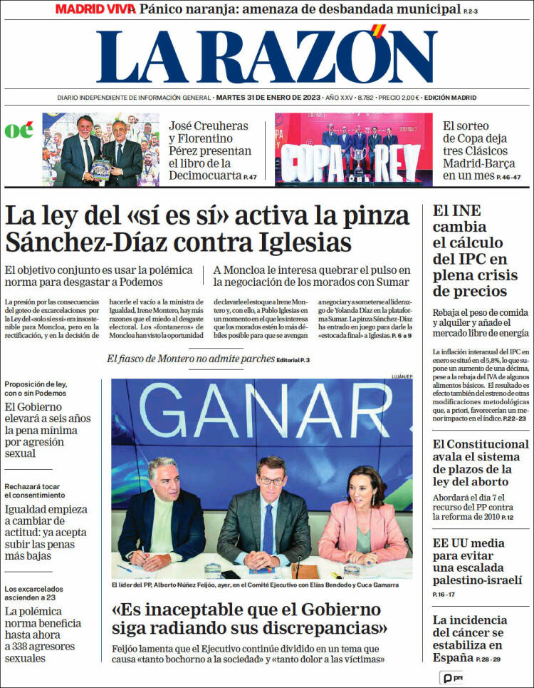 Portada de La Razón (Espa&ntilde;a)