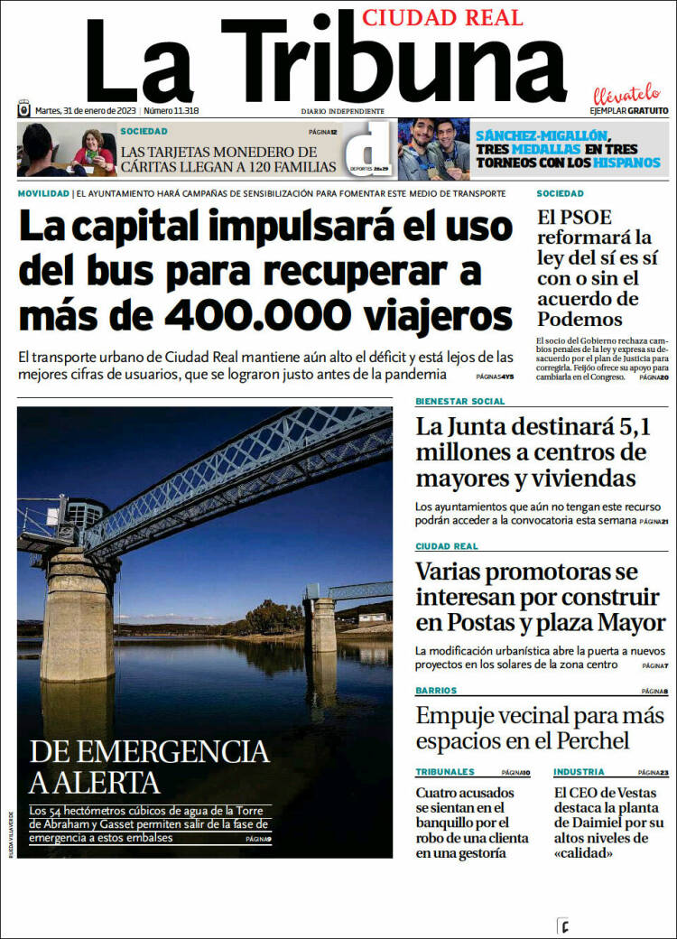 Portada de La Tribuna de Ciudad Real (Espa&ntilde;a)