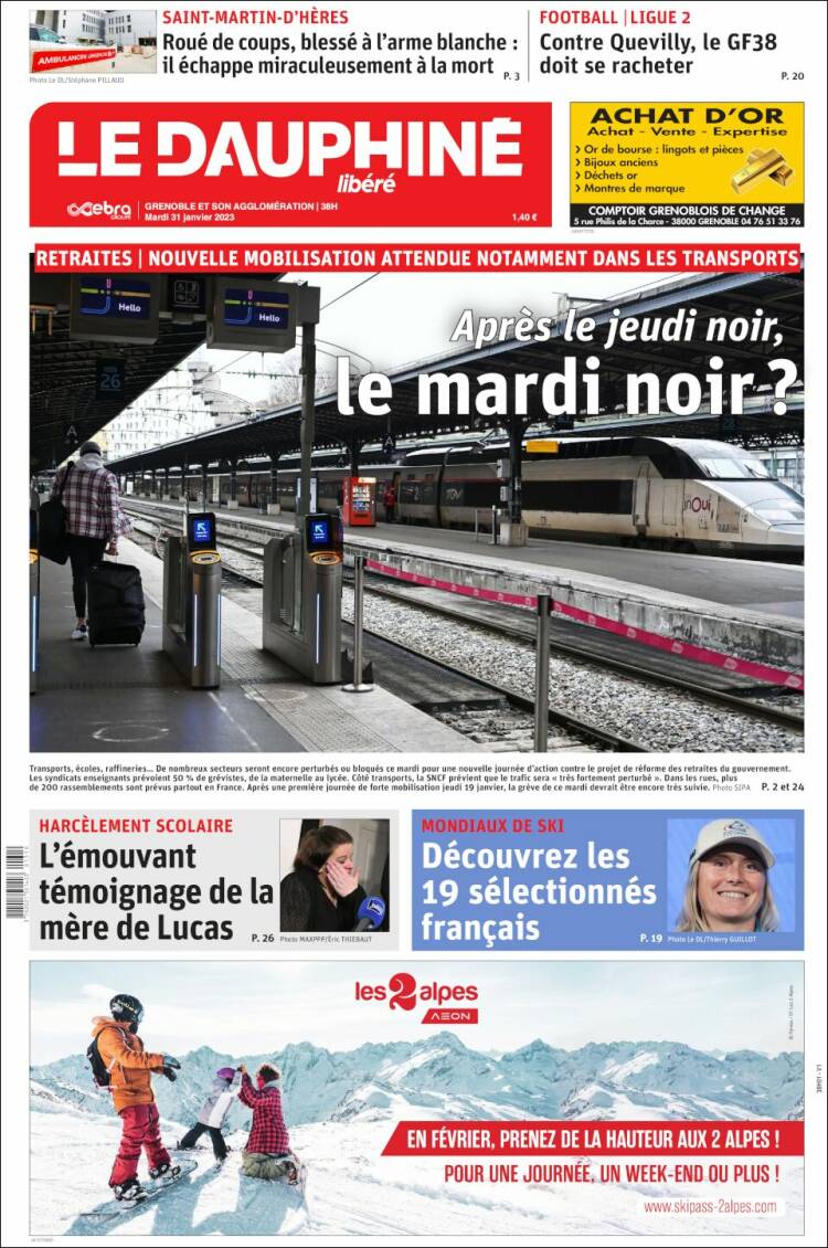 Portada de Le Dauphiné Libéré (France)