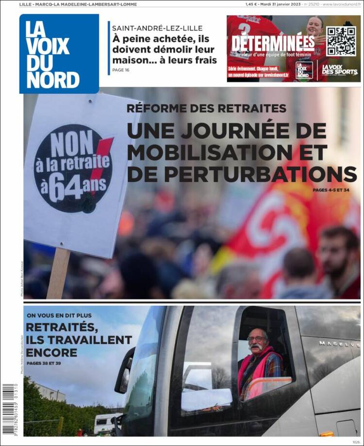 Portada de La Voix du Nord (Francia)