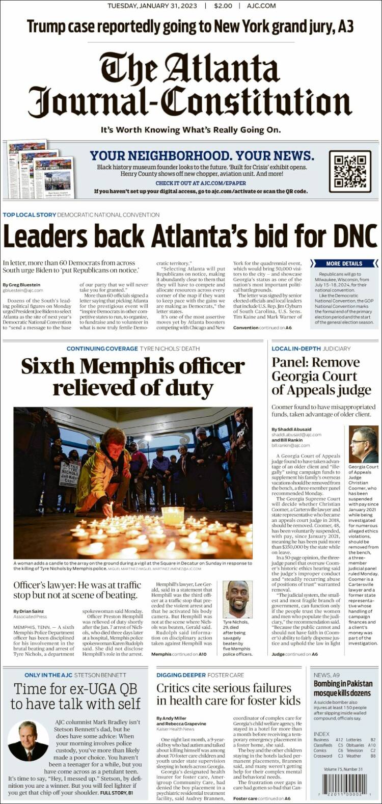 Portada de The Atlanta Journal-Constitution (USA)