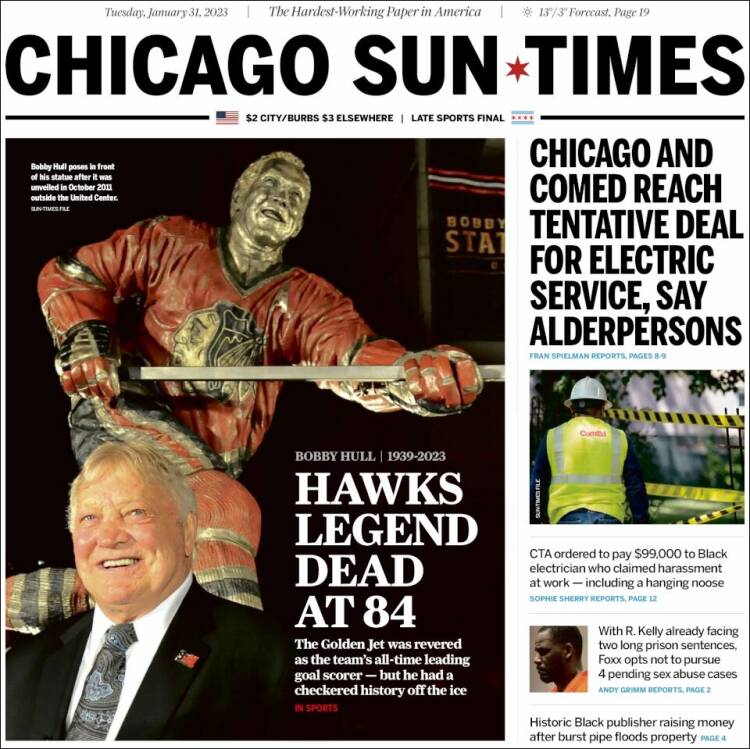 Portada de Chicago Sun-Times (USA)