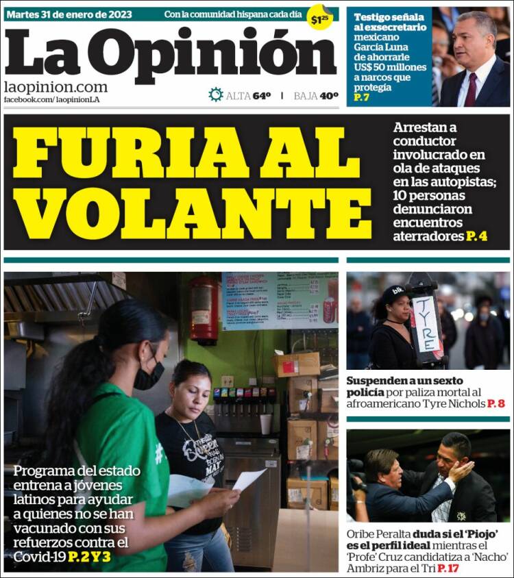 Portada de La Opinión (USA)