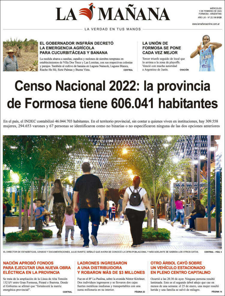 Portada de Diario La Mañana (Argentina)