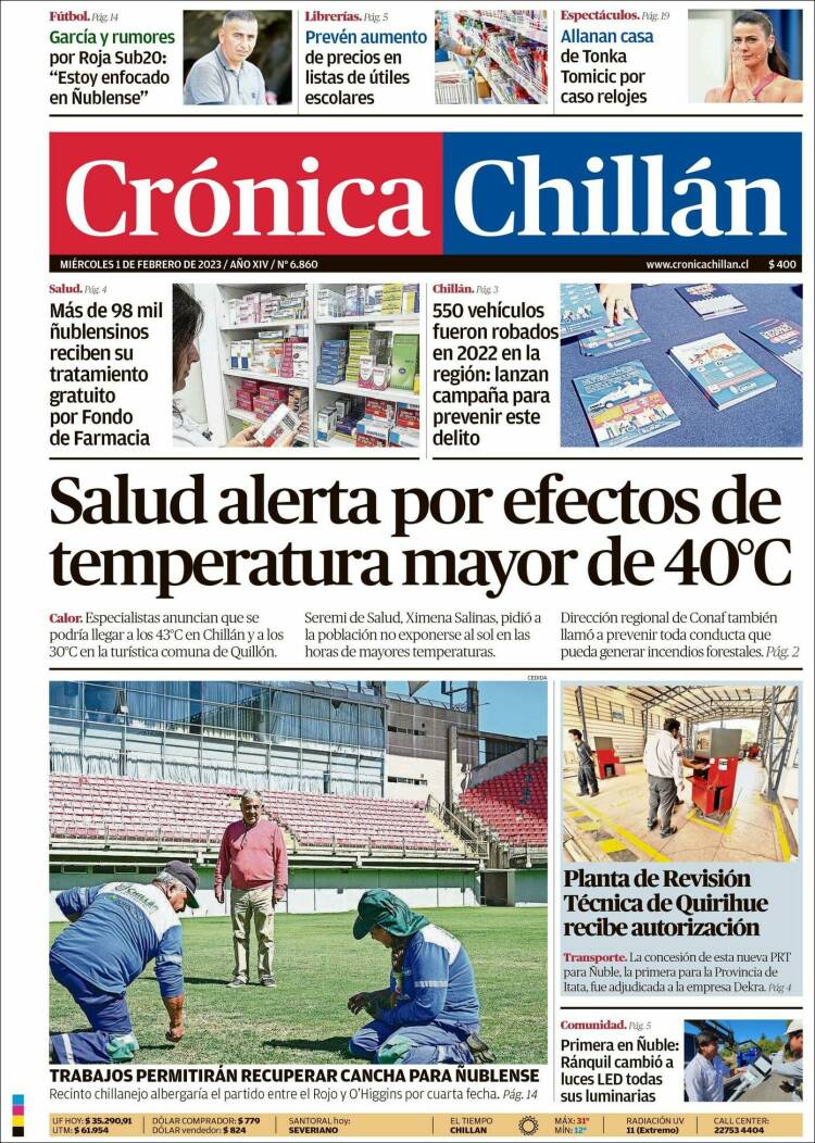 Portada de Crónica Chillán (Chile)