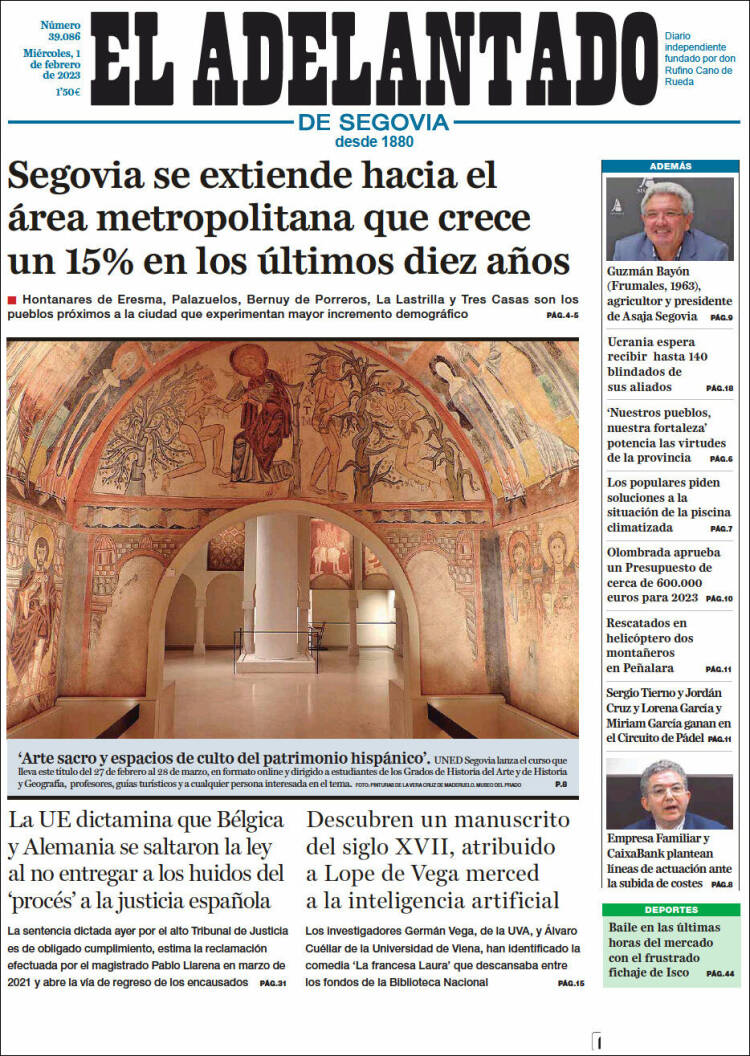 Portada de El Adelantado de Segovia (España)