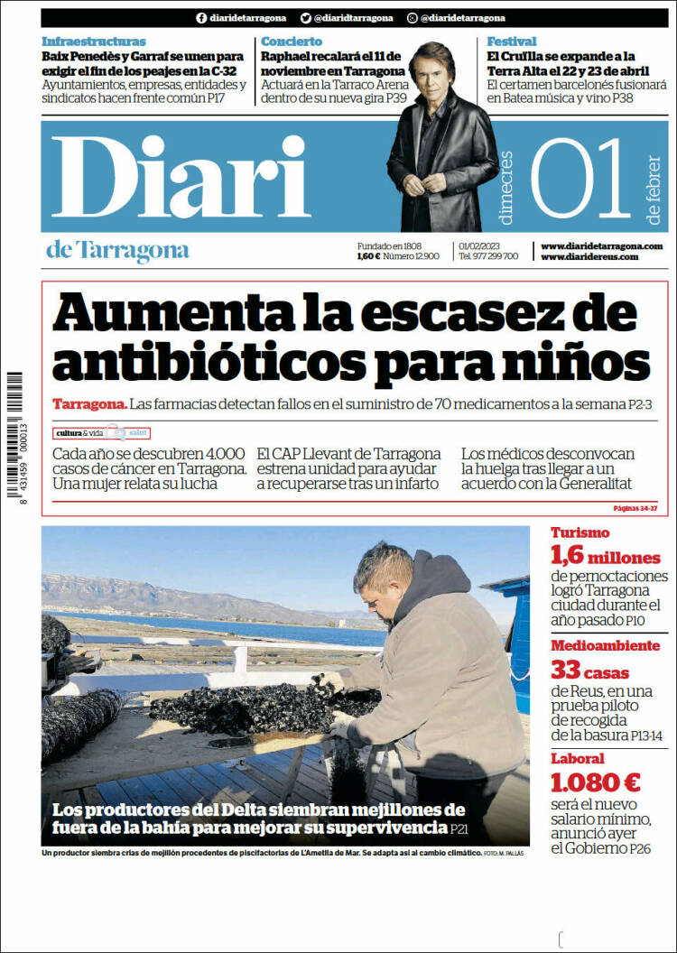 Portada de Diari de Tarragona (España)