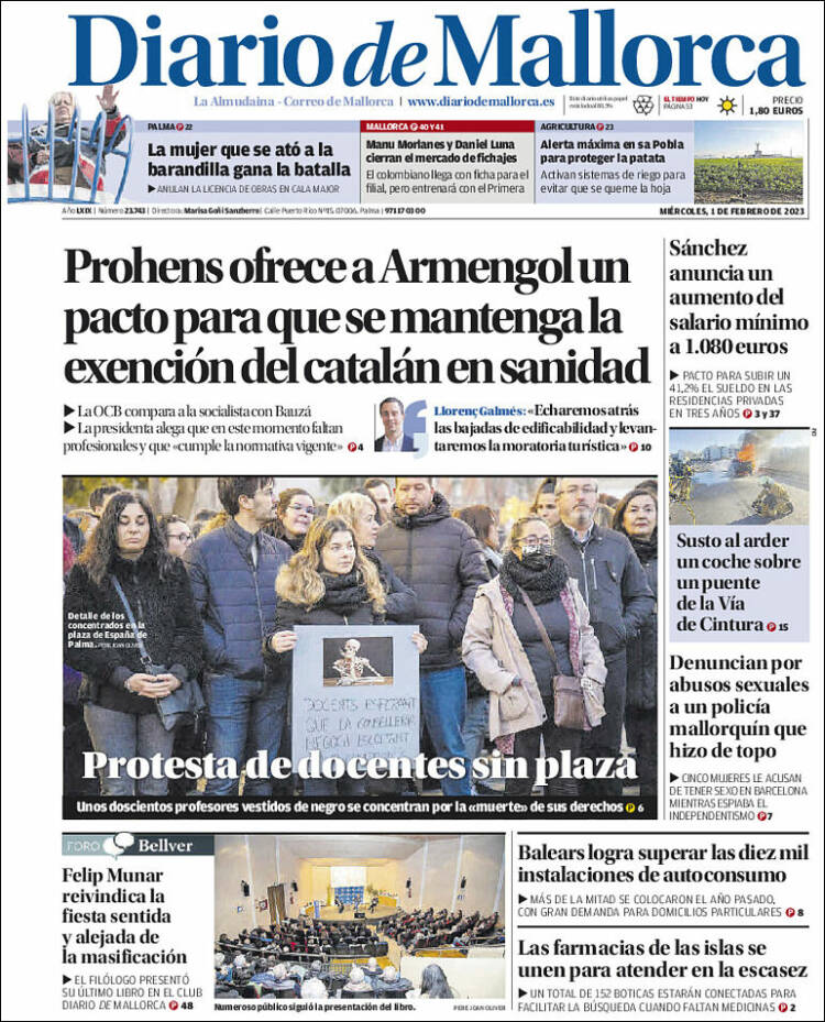 Portada de Diario de Mallorca (España)