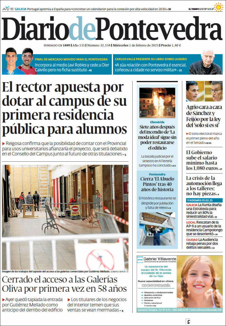 Portada de Diario de Pontevedra (España)