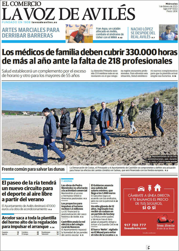 Portada de El Comercio - Avilés (España)