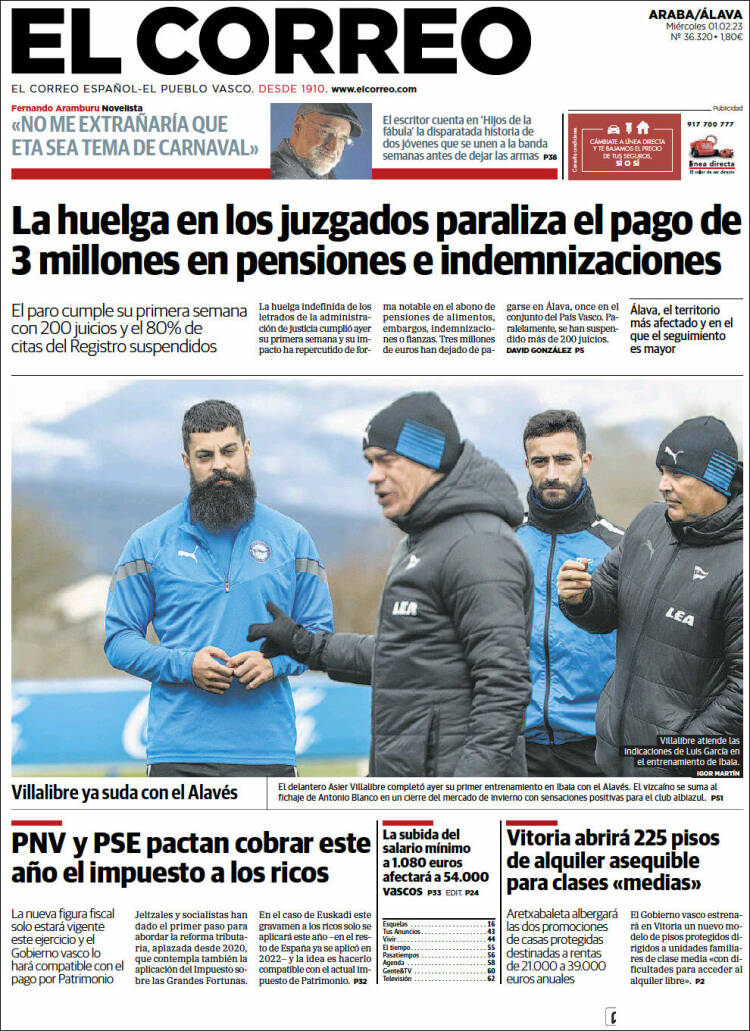 Portada de El Correo - Álava (España)