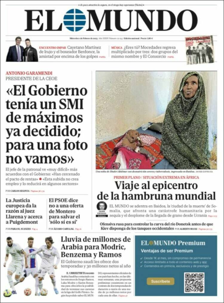 Portada de El Mundo (España)