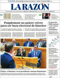 Portada de La Razón (España)