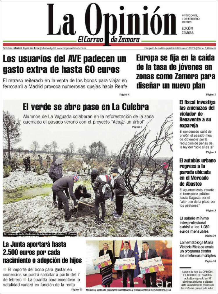 Portada de La Opinión - El Correo de Zamora (España)