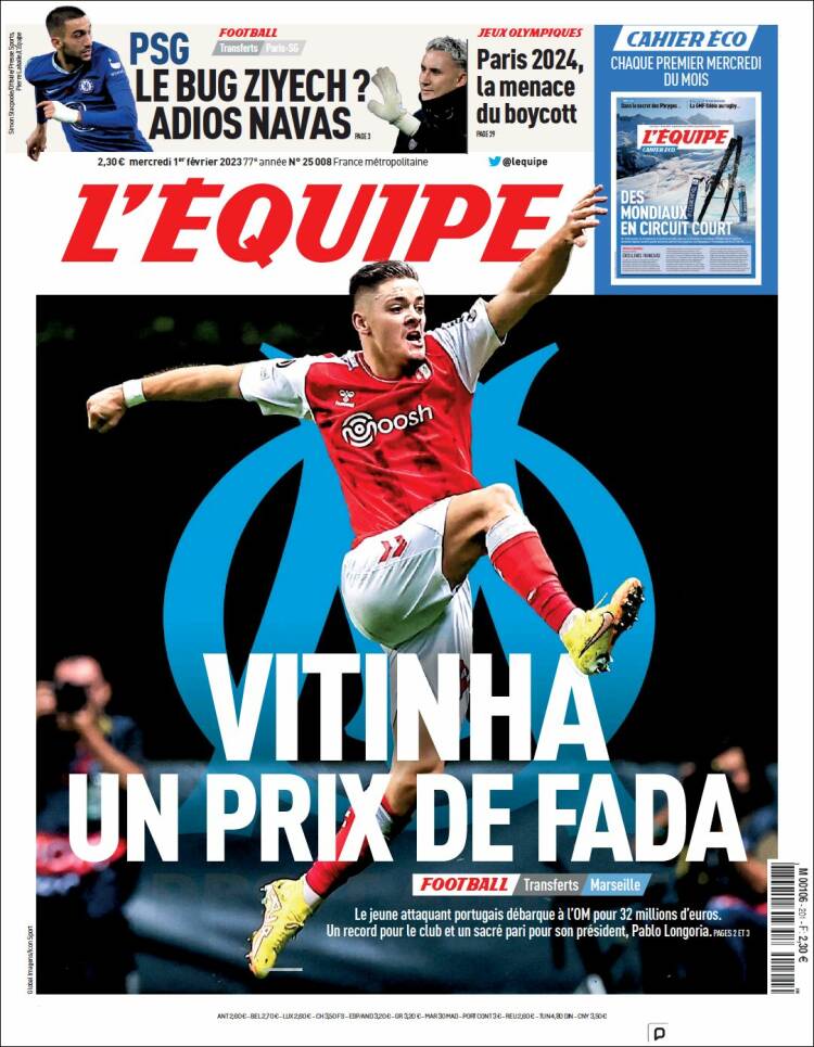 Portada de L'Equipe (Francia)