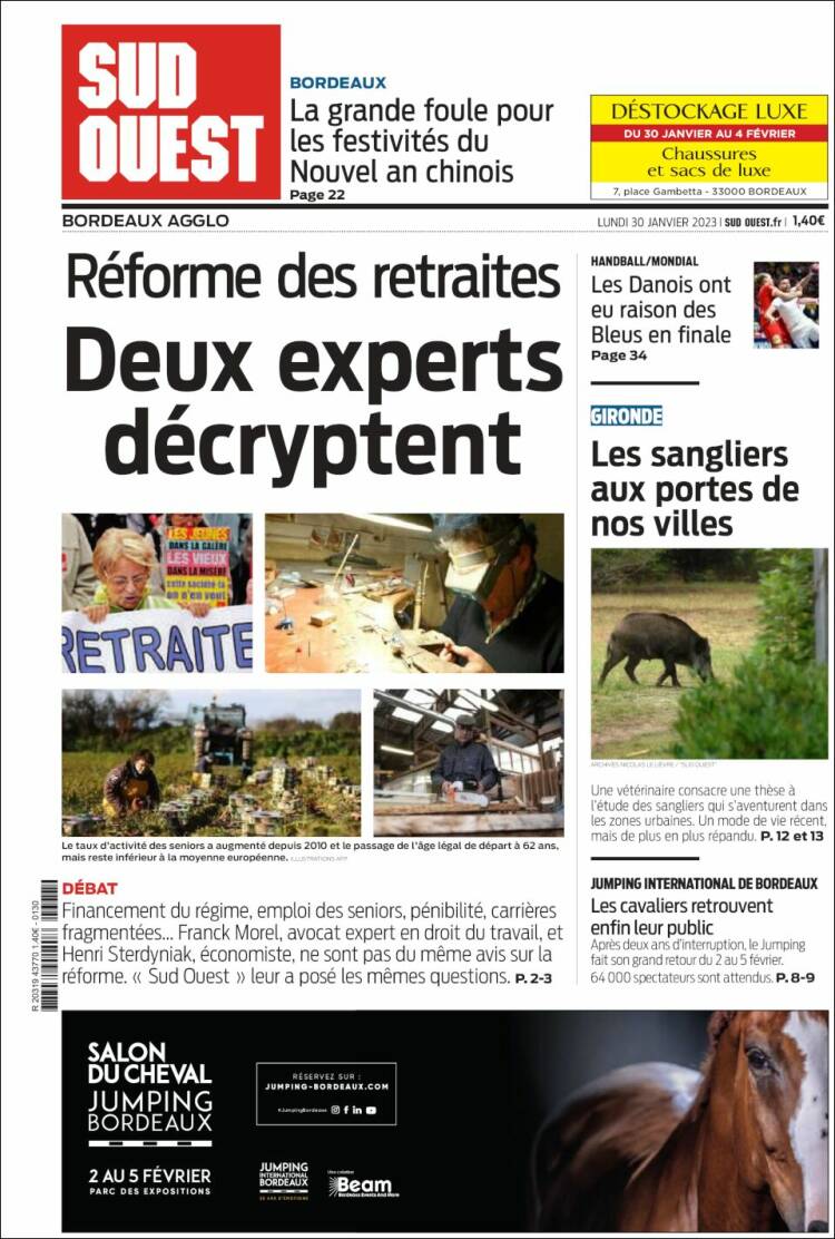 Portada de Sud Ouest (Francia)