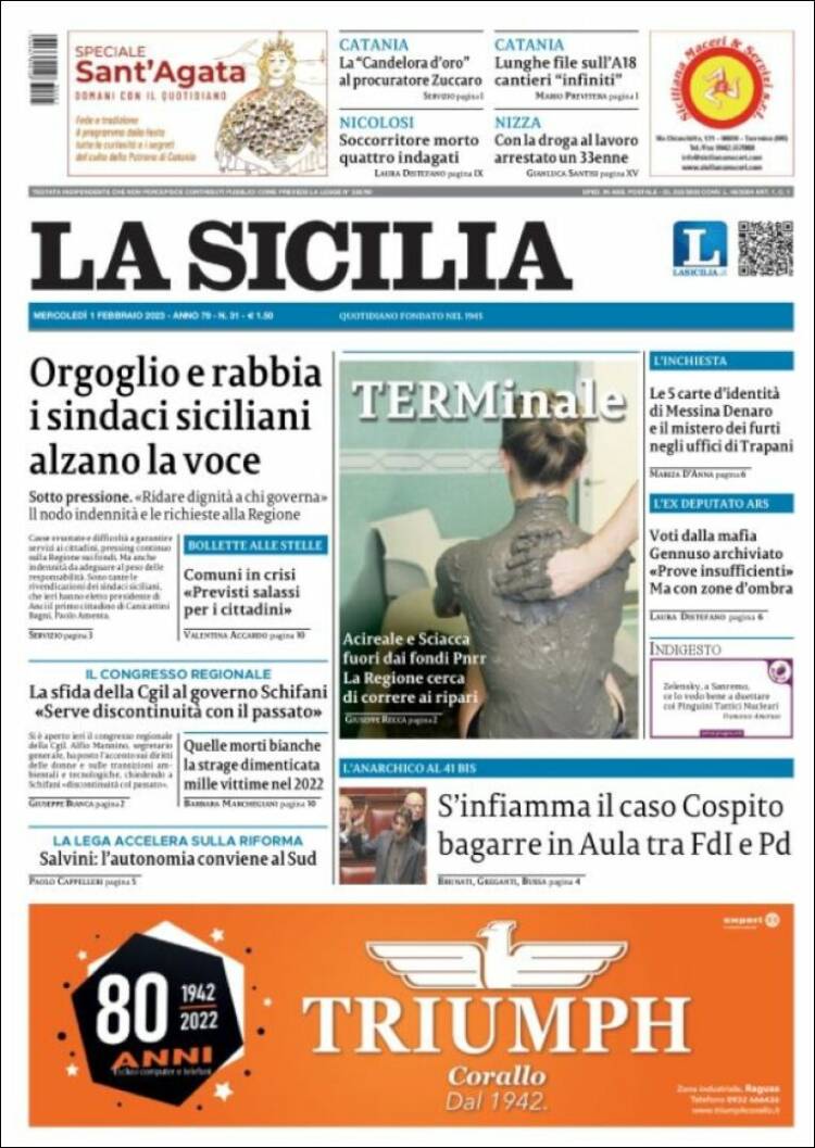 Portada de La Sicilia (Italia)