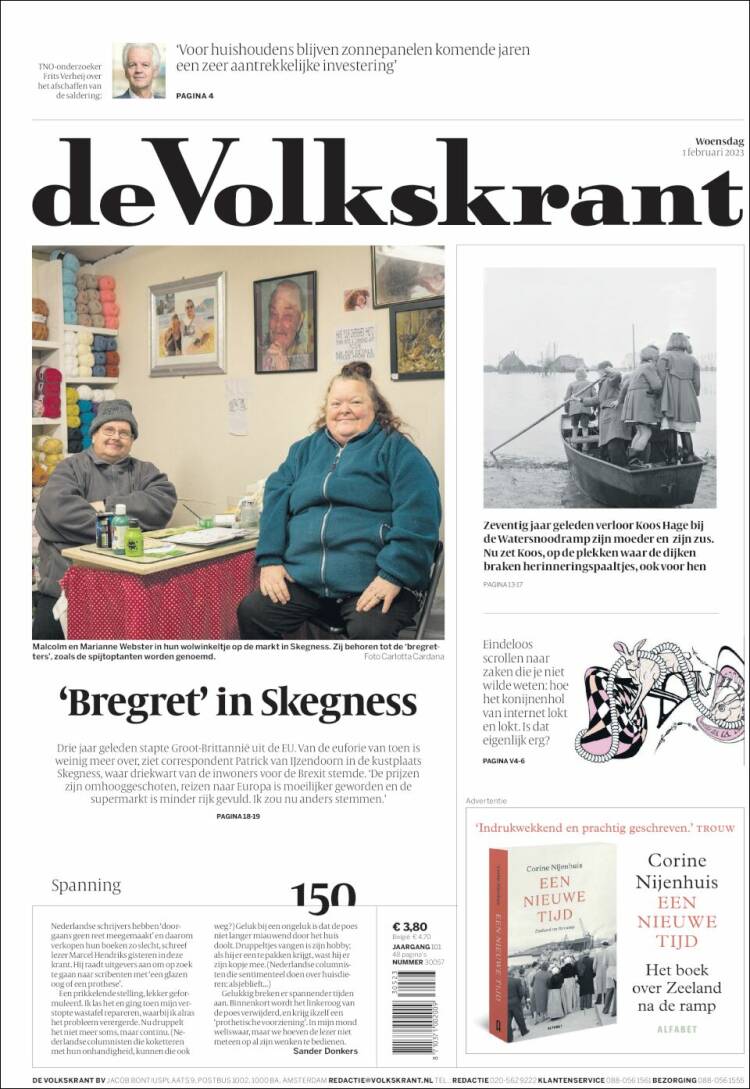 Portada de De Volkskrant (Pa&iacute;ses Bajos)