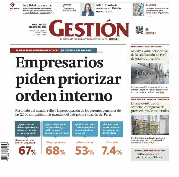Portada de Diario Gestión (Per&uacute;)