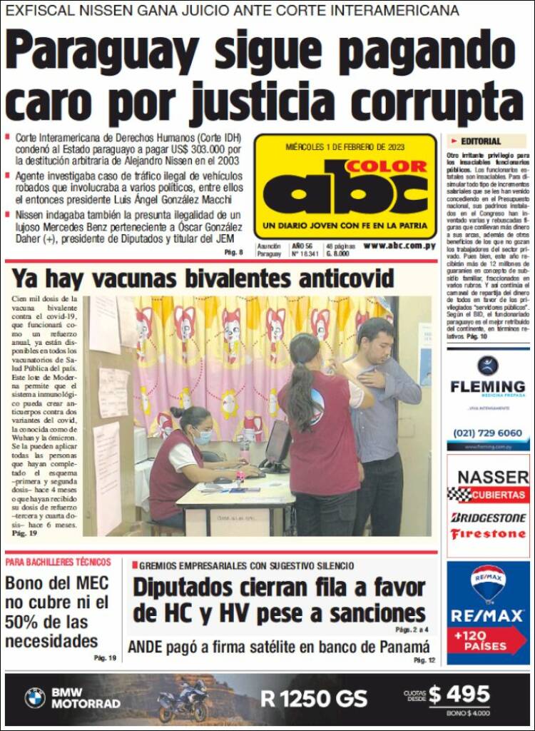 Portada de ABC Color (Paraguay)