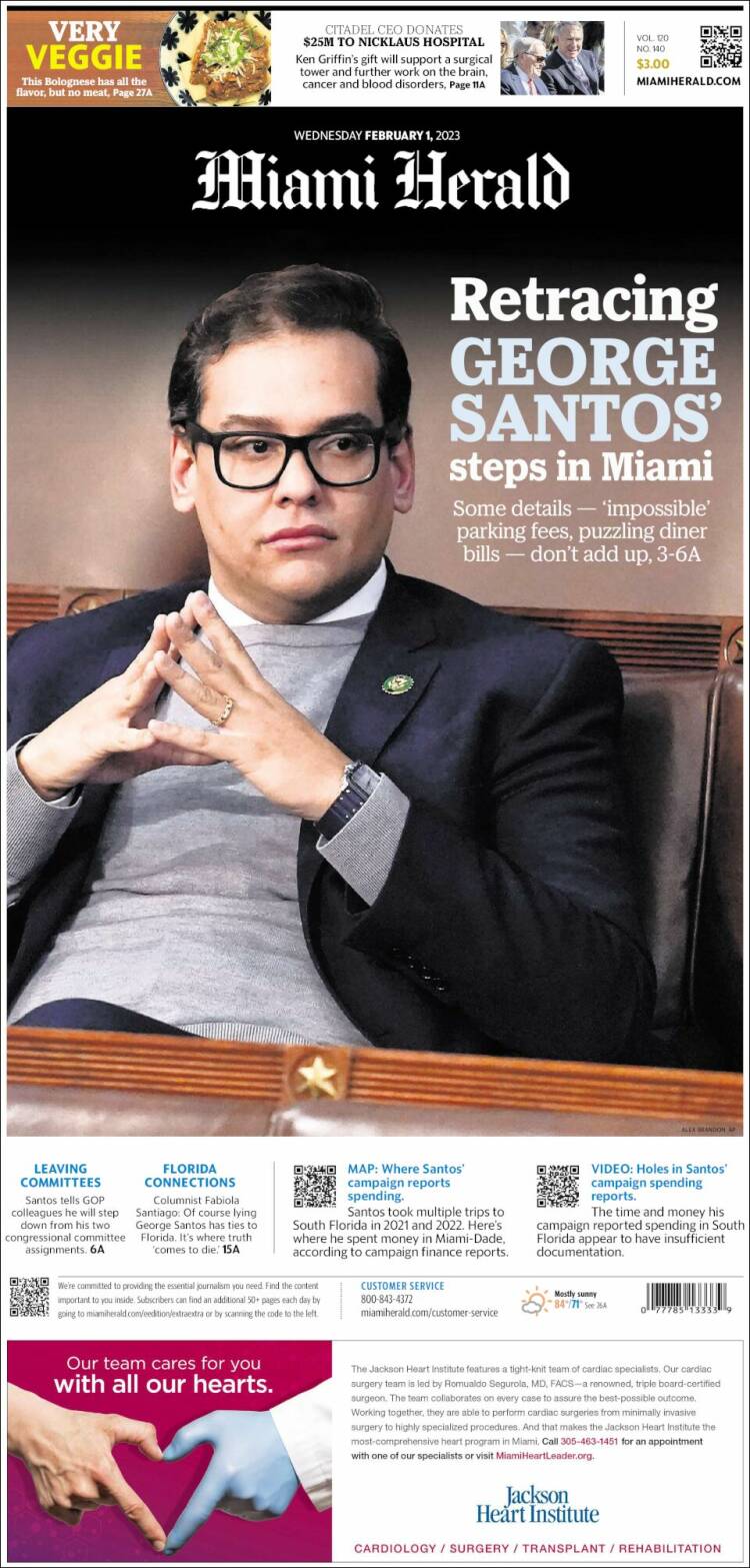 Portada de Miami Herald (USA)