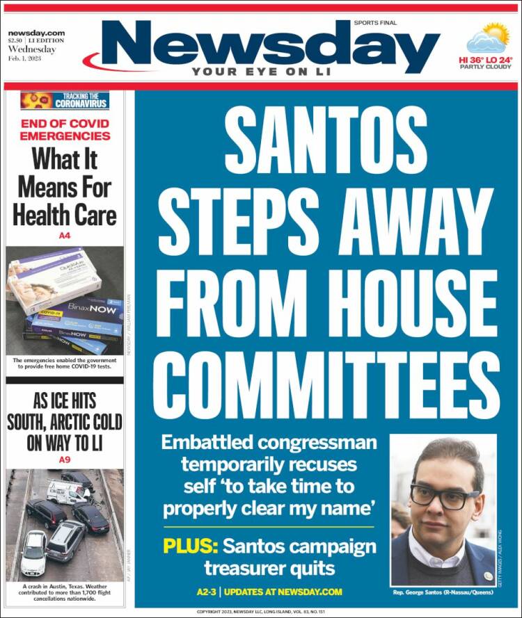 Portada de Newsday (USA)