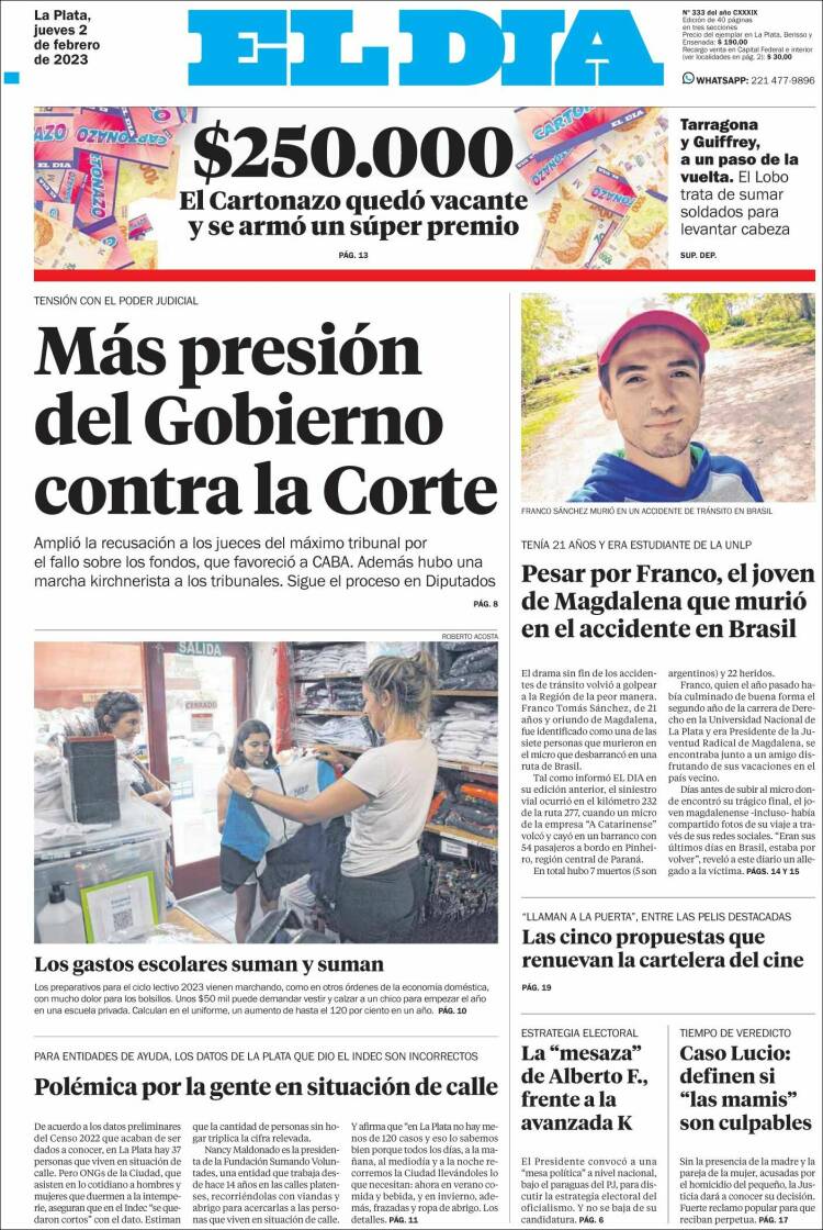 Portada de El Día de la Plata (Argentina)