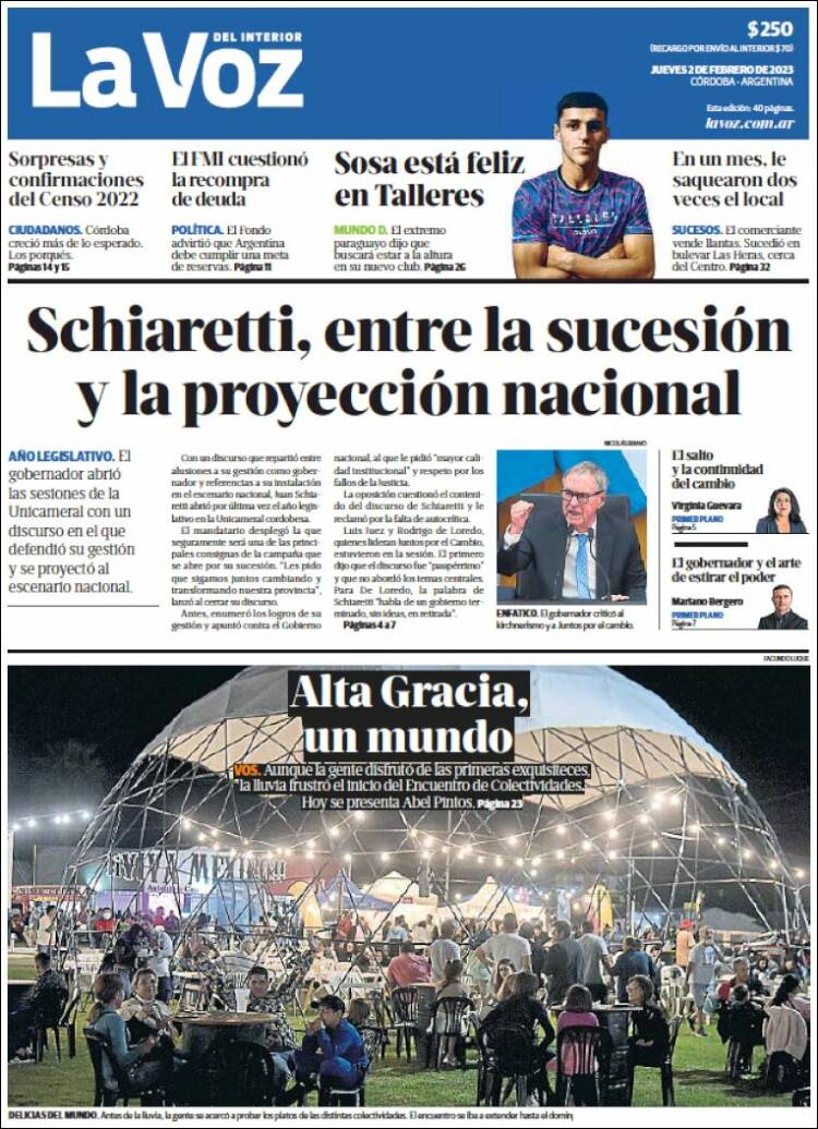 Portada de La Voz del Interior (Argentina)