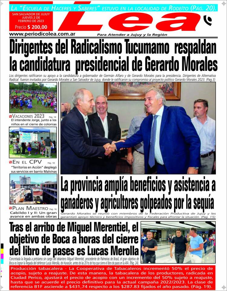 Portada de Periódico Lea (Argentina)