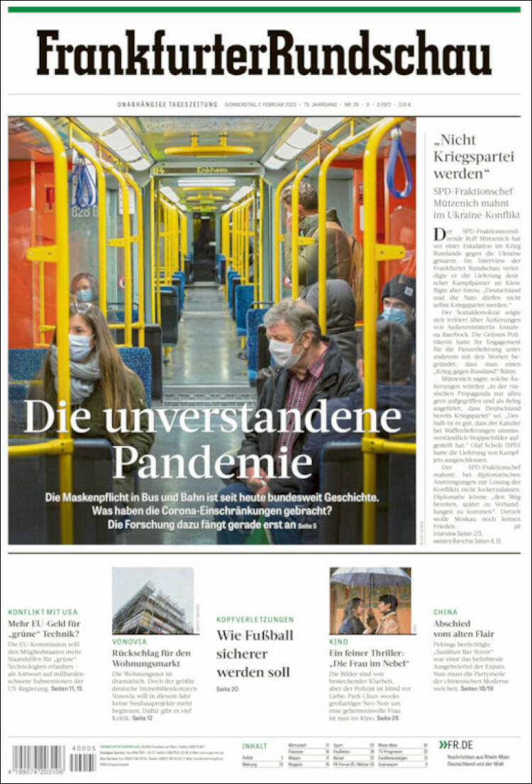 Portada de Frankfurter Rundschau (Alemania)