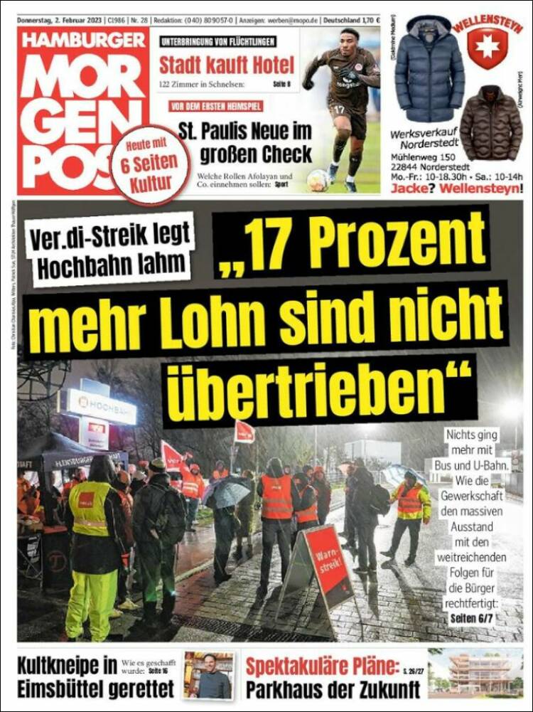Portada de Hamburger Morgenpost  (Alemania)