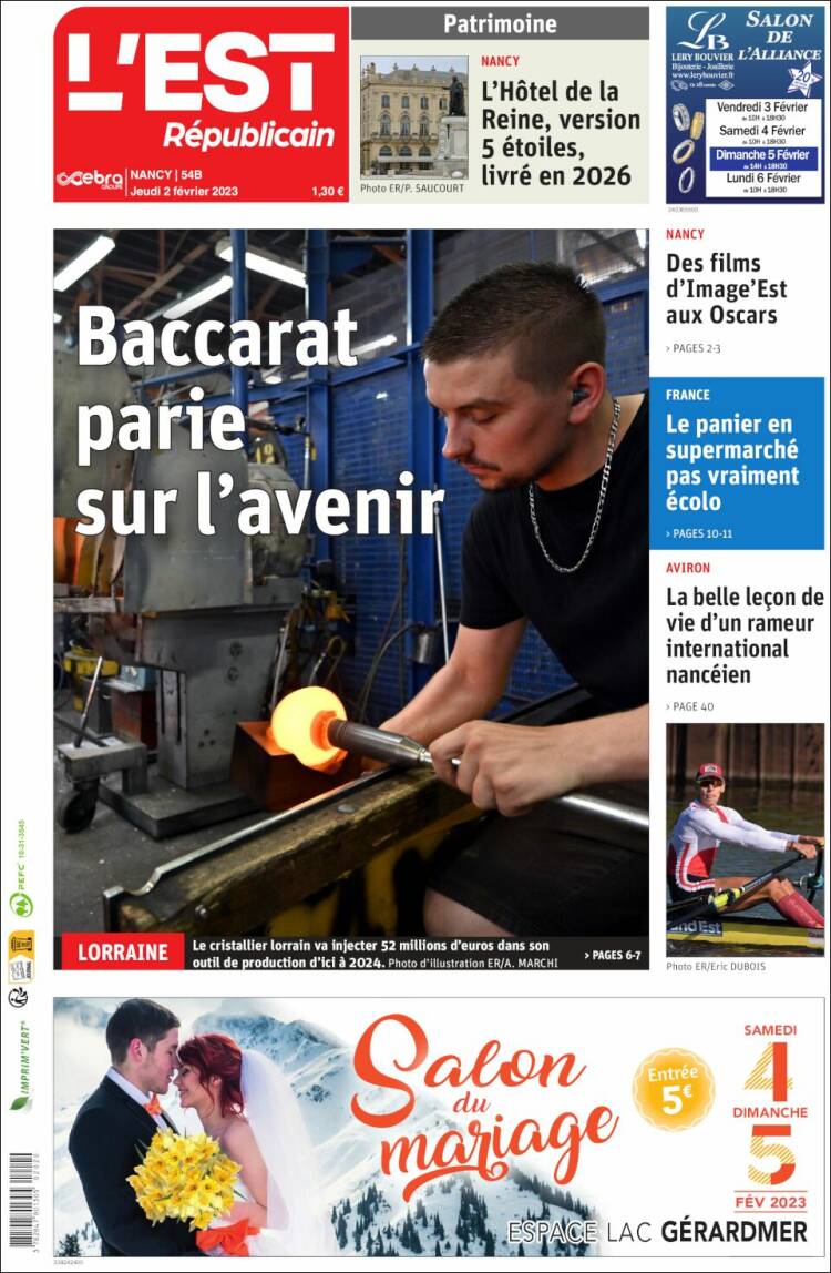 Portada de L'Est Republicain (Francia)