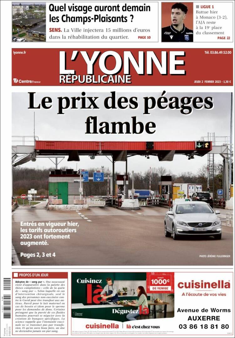 Portada de L'Yonne-Républicaine (Francia)