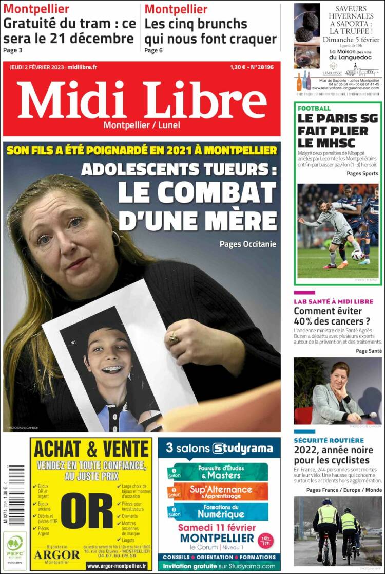 Portada de Midi Libre (Francia)