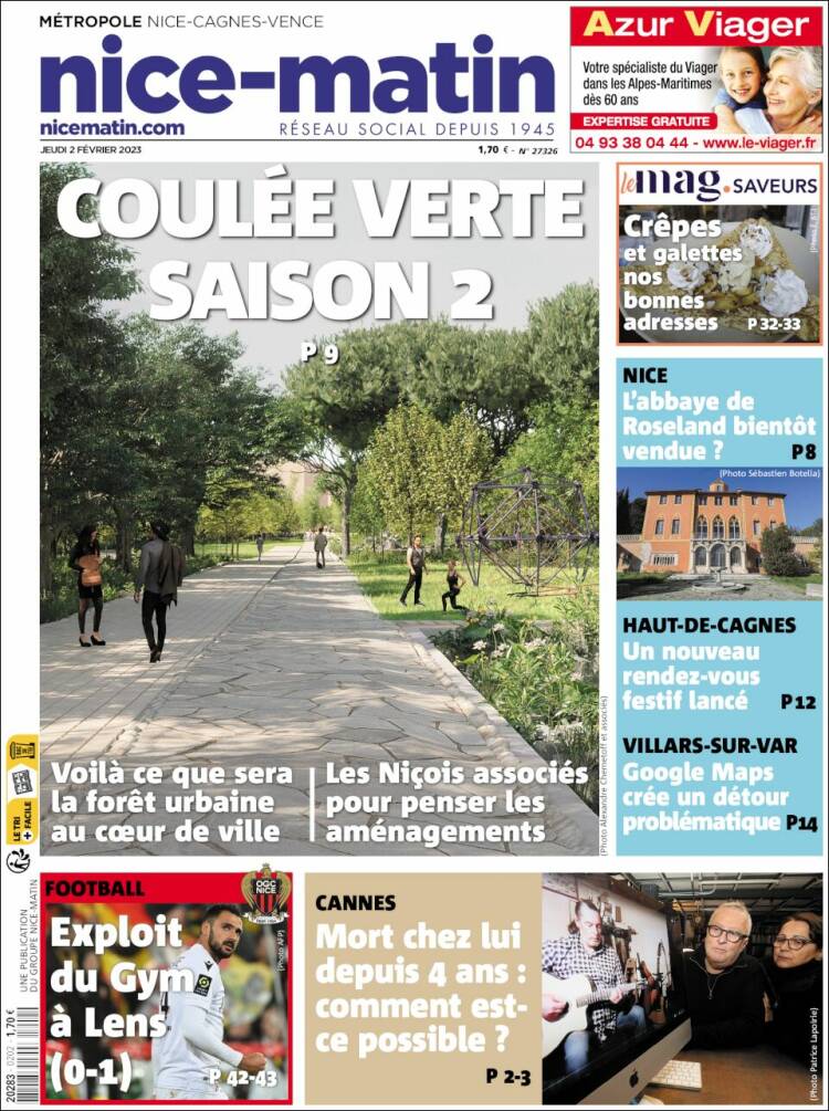 Portada de Nice-Matin (Francia)