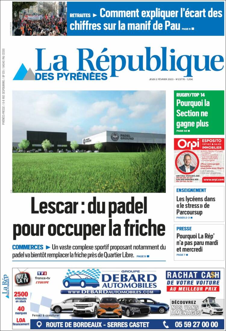 Portada de La République des Pyrénées (Francia)