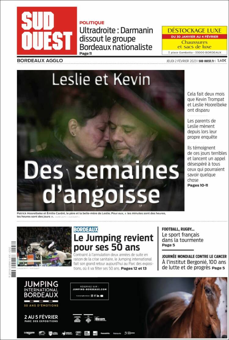 Portada de Sud Ouest (Francia)