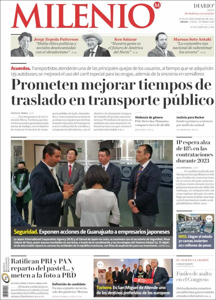 Portada de Milenio de León (M&eacute;xico)