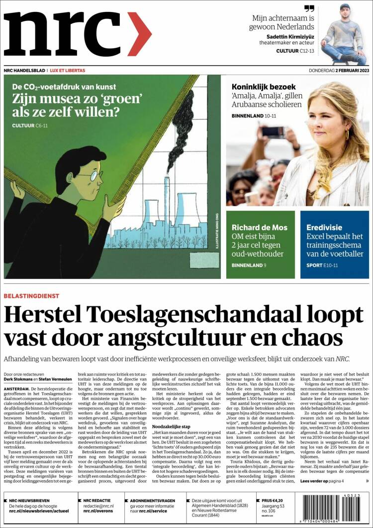 Portada de NRC Handelsblad (Pa&iacute;ses Bajos)
