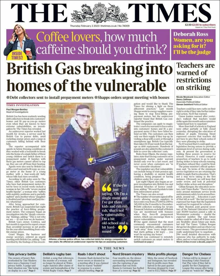 Portada de The Times (Reino Unido)