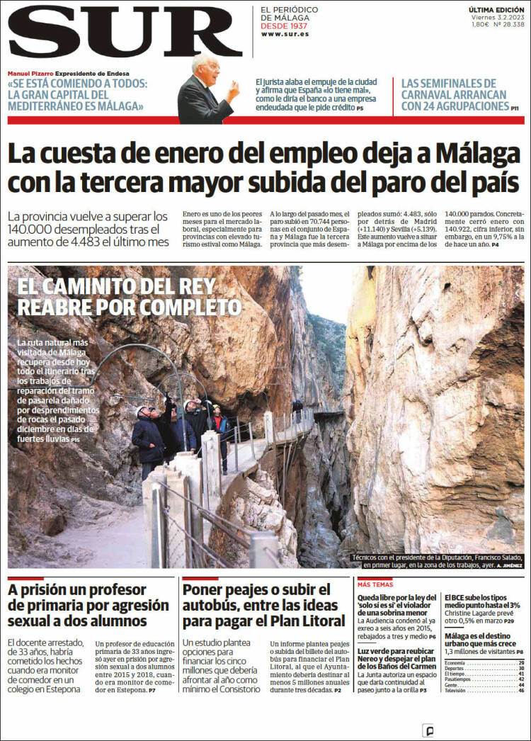 Portada de Diario el Sur (España)