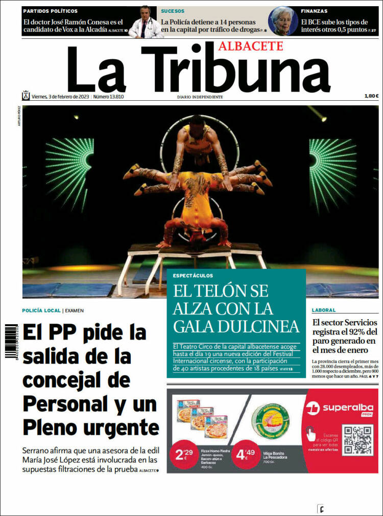 Portada de La Tribuna de Albacete (España)