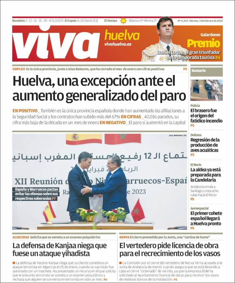 Portada de Viva Huelva (España)