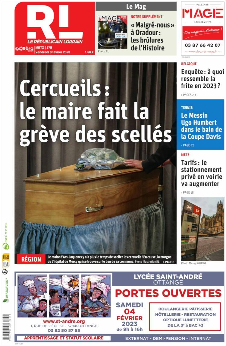 Portada de Le Republicain Lorrain (Francia)