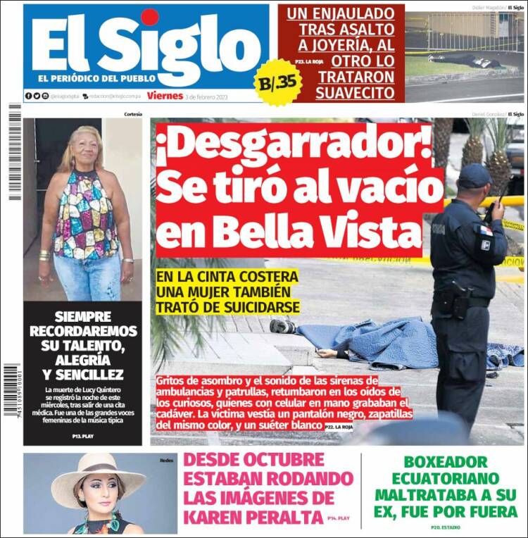 Portada de El Siglo (Panamá)